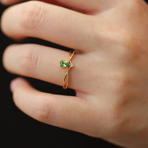 Green Pear Cut Split Shank Stacking Tiara Ring
