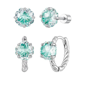 Fresh Mint Green Pastel Four-prong CZ Earrings