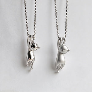 Minimalist Hanging Kitty Cat Pendant Necklace