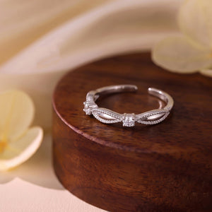 Vintage Milgrain Wave CZ Stacking Open Ring