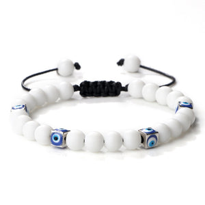 Evil Eye Ceramic Malachite Rope Bracelet