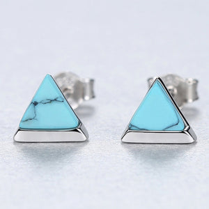 Small Triangle Natural Turquoise Stud Earrings