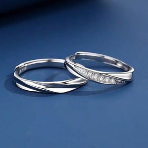 Twisted Wave CZ Couple Matching Open Ring