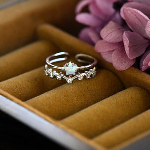 Celestial Star Opal Chevron Double Open Ring