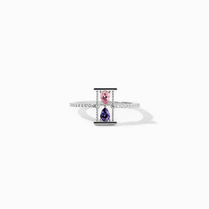 Hourglass Custom Birthstone Pave Band Ring