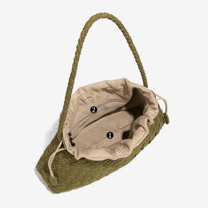 Matte Handwoven Leather Shoulder Handbag