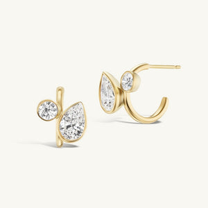 Asymmetric Geometric CZ Open Hoop Earrings