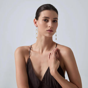 Long Chain Star Drop Statement Earrings