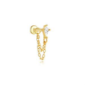Kite Cut Double Chain Ear Wrap Stud Earrings
