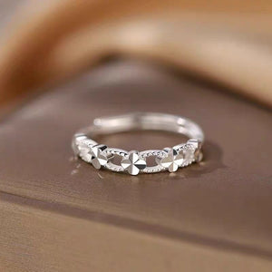 Minimalist Four Leaf Clover Adjustable Ring