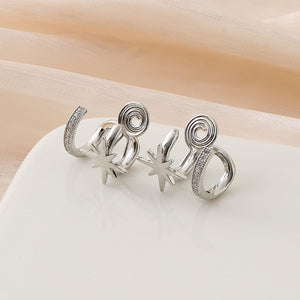 North Star Curved Half Hoop Stud Earrings