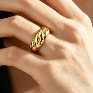 Dainty Twisted Croissant Stacking Band Ring