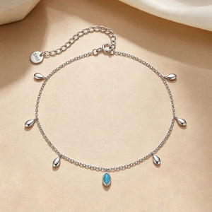 Marquise Turquoise Teardrop Charm Anklet