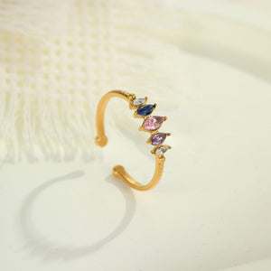 Multicolor Marquise CZ Adjustable Open Ring
