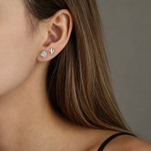 Elegant Clear CZ Monstera Leaf Stud Earrings