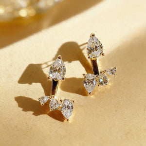 Four Pear Cut Moissanite Ear Jacket Earrings