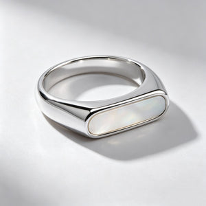 Chic Mother Of Pearl Horizontal Bar Band Ring