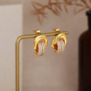 Chunky Intertwined Pave CZ Hoop Earrings