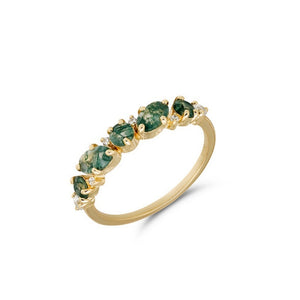 Classic Five Symmetrical Gemstone Band Ring