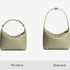 Convertible Woven Leather Hobo Handbag