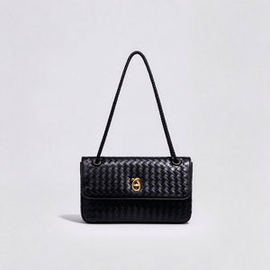 Handwoven Leather Flap Knot Lock Handbag