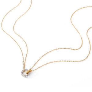 Interlocking Mini Ring Double Chain Necklace