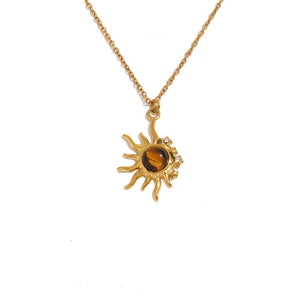 Celestial Sunburst Tiger Eye Pendant Necklace