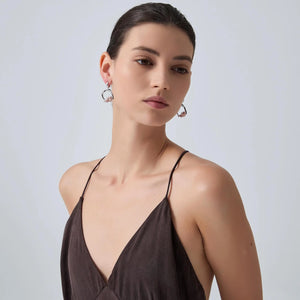 Black Vine Rose Flower Statement Earrings