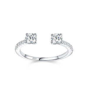 Double Round Moissanite Pave Stacking Ring