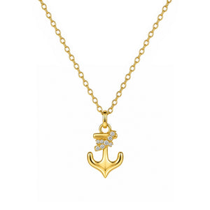 Anchor Wrap Rope Pave CZ Pendant Necklace