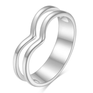 Minimalist Double V Shape Hollow Band Ring