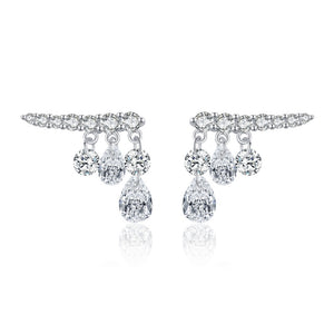 Dainty Multi Dangle CZ Climber Stud Earrings