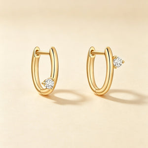 Classic Asymmetric CZ Huggie Hoop Earrings
