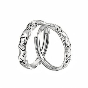 Cute Cat Dog Couple Matching Stacking Ring