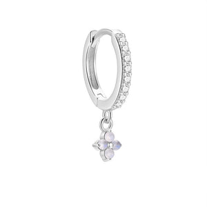 Multi Shape Moonstone Drop CZ Hoop Earrings