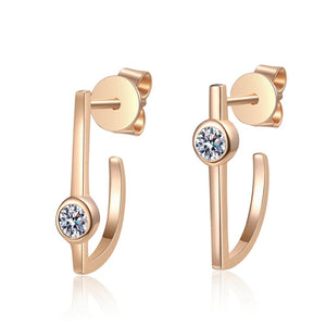 Geometric Bezel Moissanite J Hoop Earrings
