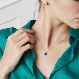 Square Emerald Gemstone Pendant Necklace