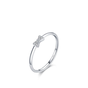Dainty Bowknot Pave CZ Stackable Band Ring