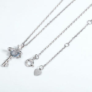 Sky Blue Topaz Planet Key Pendant Necklace