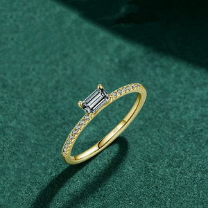 Emerald Cut CZ Half Eternity Stack Band Ring
