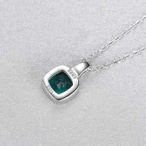 Square Emerald Gemstone Pendant Necklace