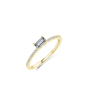 Emerald Cut CZ Half Eternity Stack Band Ring