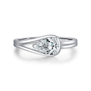 Classic Pear Moissanite Split Layer Band Ring