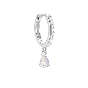 Multi Shape Moonstone Drop CZ Hoop Earrings