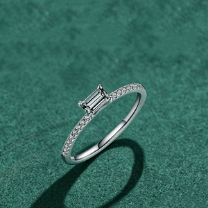 Emerald Cut CZ Half Eternity Stack Band Ring