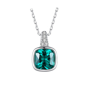 Square Emerald Gemstone Pendant Necklace