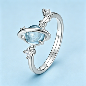 Sky Blue Topaz Planet Cosmic Adjustable Ring