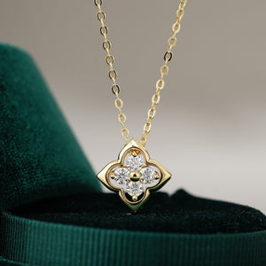 Moissanite Openwork Clover Charm Necklace