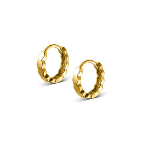 Tiny Geometric Faceted Huggie Hoop Earrings