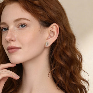 Dainty Iris Floral Crystal Cluster Stud Earrings
